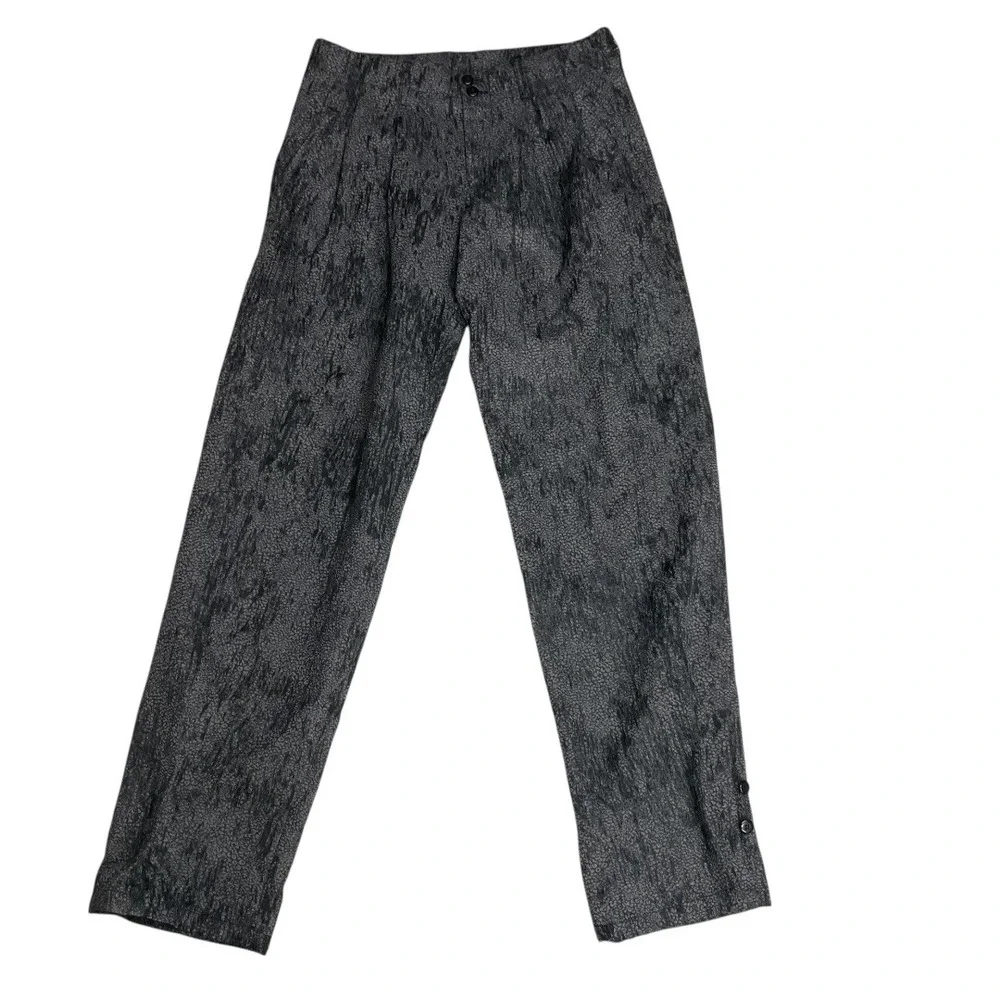 Emporio Armani Main Line Metallic Jacquard Pants S/M Silver Black NWT $495‎